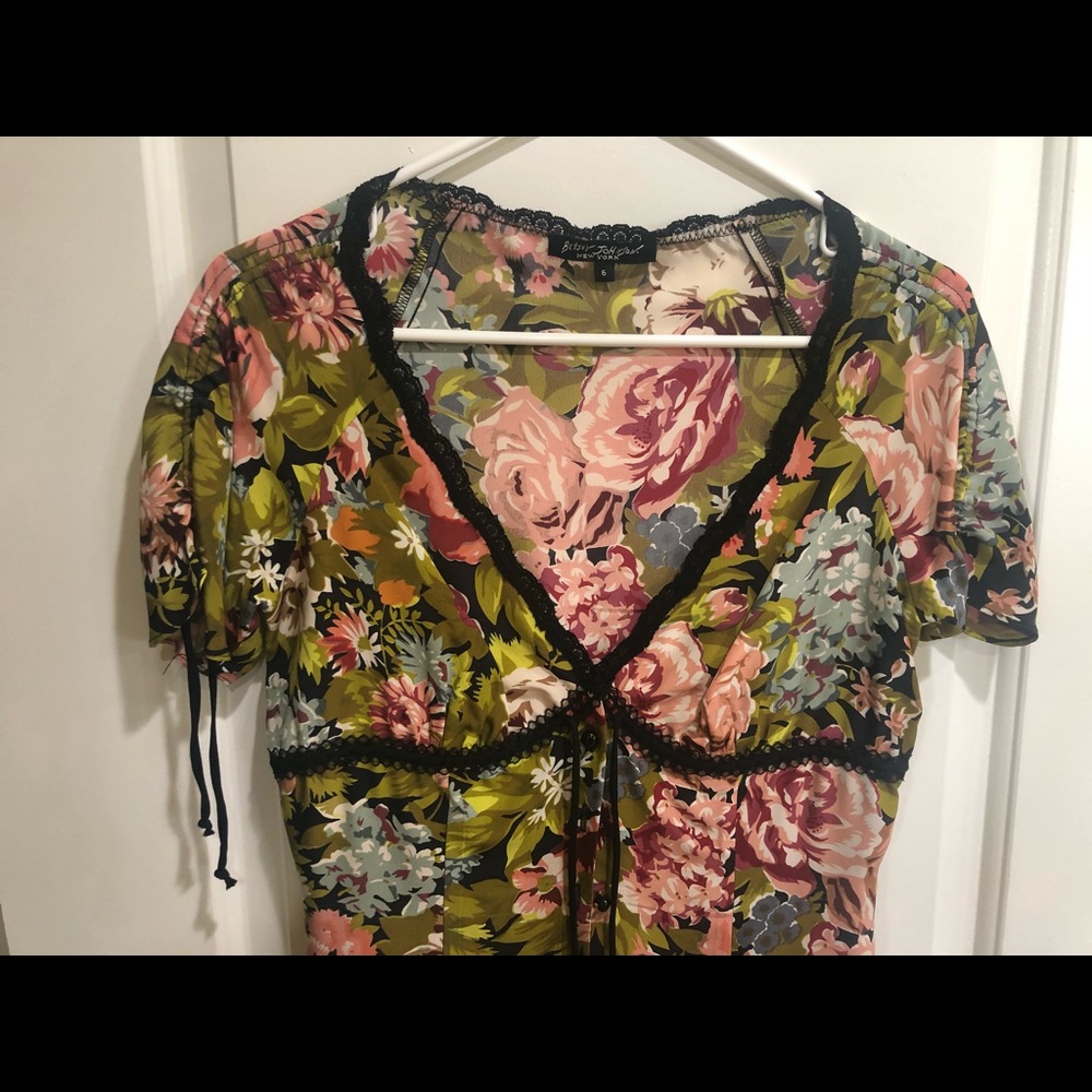 Betsey Johnson Vintage Floral Silk Dress New York label 6